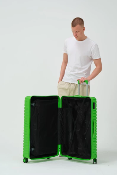 Keo-Plus Yeşil Büyük Boy Silikon Kırılmaz PP Valiz - 11
