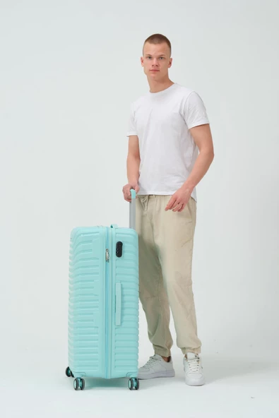Keo-Plus Turkuaz Büyük Boy Silikon Kırılmaz PP Valiz - 4