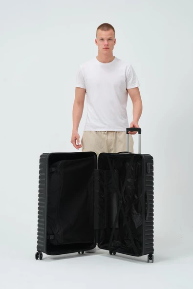 Keo-Plus Siyah Büyük Boy Silikon Kırılmaz PP Valiz - Resim 9