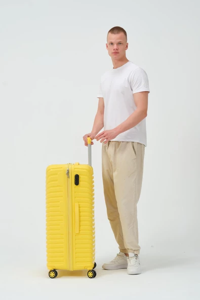 Keo-Plus Sarı Büyük Boy Silikon Kırılmaz PP Valiz - Resim 3