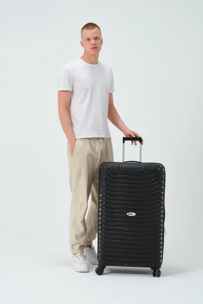 Keo-Plus Siyah Büyük Boy Silikon Kırılmaz PP Valiz - Resim 7