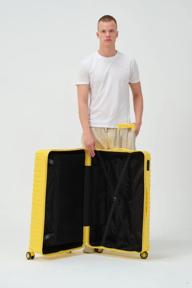 Keo-Plus Sarı Büyük Boy Silikon Kırılmaz PP Valiz - Resim 12