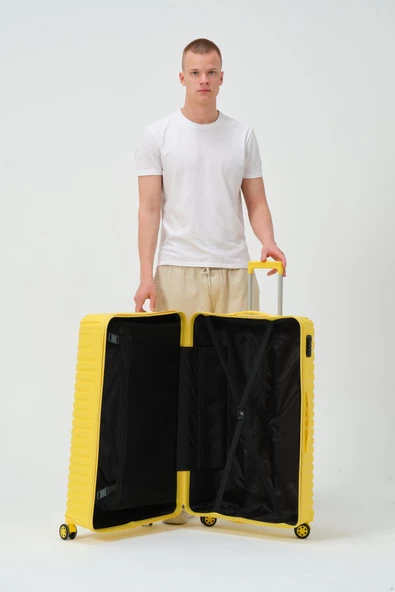 Keo-Plus Sarı Büyük Boy Silikon Kırılmaz PP Valiz - Resim 10