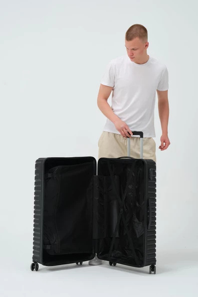 Keo-Plus Siyah Büyük Boy Silikon Kırılmaz PP Valiz - Resim 11