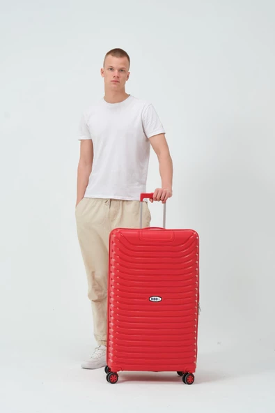 Keo-Plus Kırmızı Büyük Boy Silikon Kırılmaz PP Valiz - Resim 9