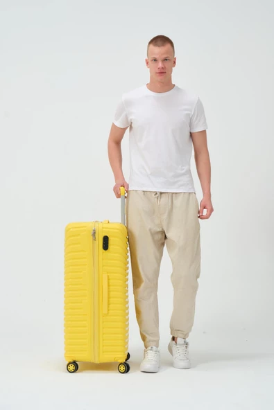 Keo-Plus Sarı Büyük Boy Silikon Kırılmaz PP Valiz - Resim 2