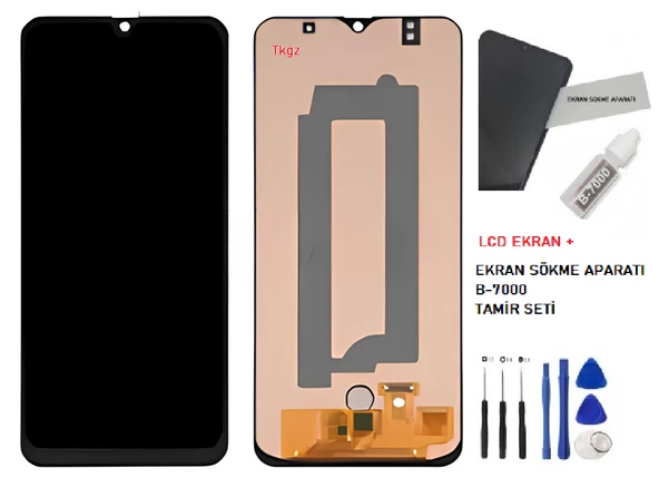 Tkgz - Samsung Galaxy A50 - SM-A505 Uyumlu Lcd Ekran Dokunmatik Orijinal + B-7000 + TAMİR SETİ