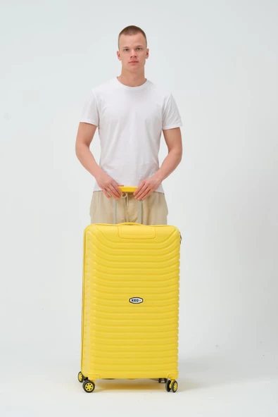 Keo-Plus Sarı Büyük Boy Silikon Kırılmaz PP Valiz - Resim 4