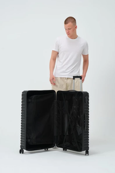 Keo-Plus Siyah Büyük Boy Silikon Kırılmaz PP Valiz - Resim 10