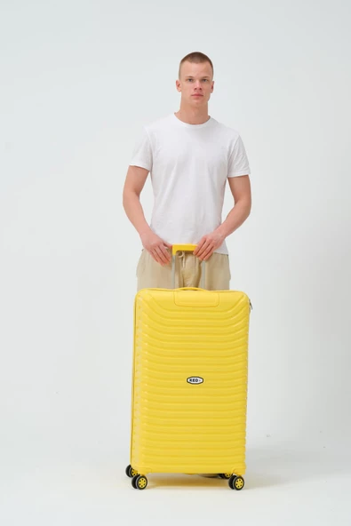 Keo-Plus Sarı Büyük Boy Silikon Kırılmaz PP Valiz - Resim 5