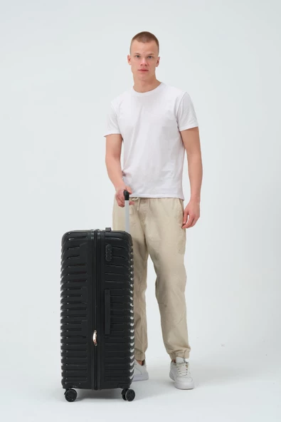 Keo-Plus Siyah Büyük Boy Silikon Kırılmaz PP Valiz - Resim 4