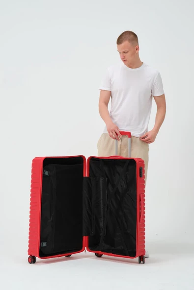 Keo-Plus Kırmızı Büyük Boy Silikon Kırılmaz PP Valiz - Resim 12