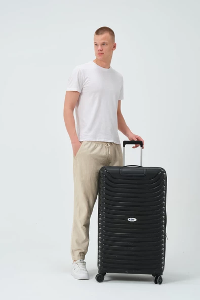 Keo-Plus Siyah Büyük Boy Silikon Kırılmaz PP Valiz - Resim 8