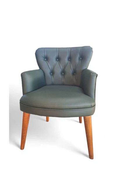 Aryans Home Mobilya Dekorasyon Taba ve Yeşil Deri Ahşap Ayaklı Ofis Koltuk Takımı Büro Koltuk Ve Kanepeleri Deri Ofis Mobilyası - 5