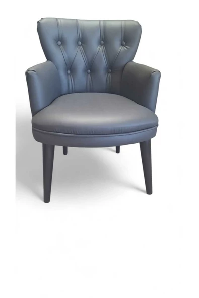 Aryans Home Mobilya Dekorasyon Antrasit Deri Ahşap Ayaklı Kollu Ofis Koltuk Takımı Ofis Koltuğu Büro Koltuk Ve Kanepeleri - 3+1+1 - Resim 4