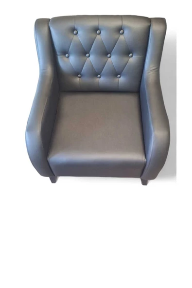 ARYANS HOME Siyah Deri Chester Ofis Koltuğu Büro Koltuğu Deri Ofis Berjeri (1 Adet Tekli) - 3