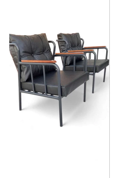 Aryans Home Mobilya Dekorasyon Ofis, Büro Deri Metal Koltuk Ve Berjeri - 1 Adet - Resim 2