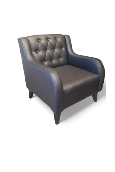 ARYANS HOME Siyah Deri Chester Ofis Koltuğu Büro Koltuğu Deri Ofis Berjeri (1 Adet Tekli) - 5