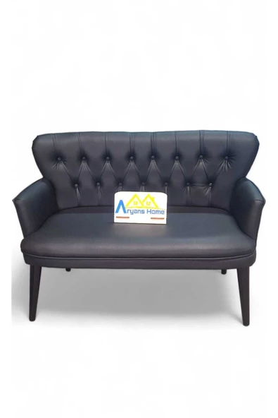 ARYANS HOME Ahşap Ayaklı Siyah Deri Ofis Koltuk Takımı Büro Koltuk Ve Kanepeleri Deri Ofis Büro Mobilyası - Resim 5