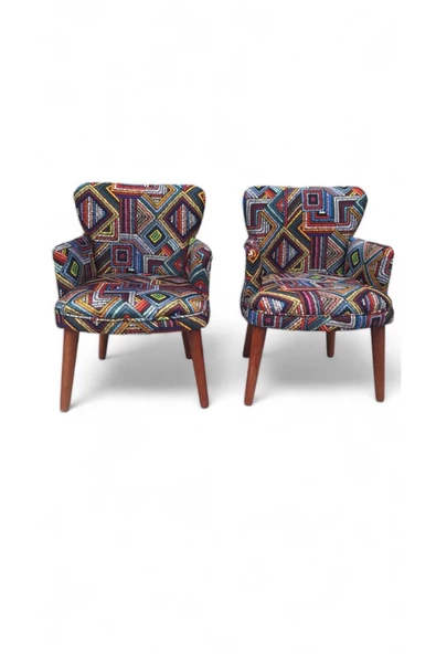 Aryans Home Mobilya Dekorasyon Ofis Büro Koltuğu Ofis Bekleme Koltuğu Balkon Koltuğu Çay Seti Koltuğu - Berjer - 2 Adet - 4