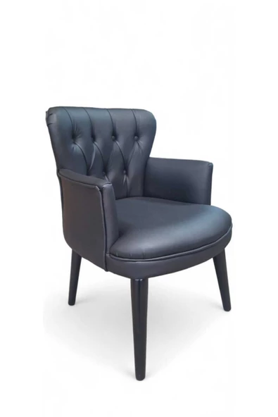 Aryans Home Mobilya Dekorasyon Siyah Deri Ahşap Ayaklı Ofis Koltuğu  Ofis Takımı Büro Koltuk Ve Kanepeleri Deri Ofis Büro Mobilyası - 4