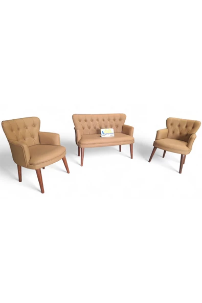 Aryans Home Mobilya Dekorasyon Ahşap Ayaklı Deri Ofis Koltuğu Ve Kanepeleri Deri Ofis Koltuğu Büro Mobilyası Bekleme Koltuğu - Resim 4