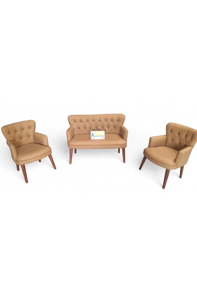 Aryans Home Mobilya Dekorasyon Ahşap Ayaklı Deri Ofis Koltuğu Ve Kanepeleri Deri Ofis Koltuğu Büro Mobilyası Bekleme Koltuğu - Resim 5