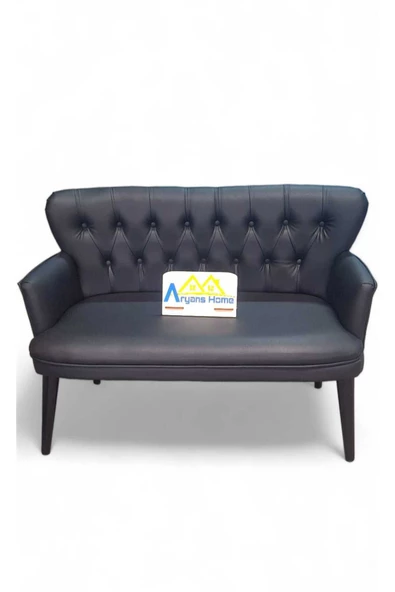 Aryans Home Mobilya Dekorasyon Ahşap Ayaklı Siyah Deri Ofis Koltuk Takımı Büro Koltuk Ve Kanepeleri Mobilyası(1 Ikili 4 Tekli ) - Resim 6