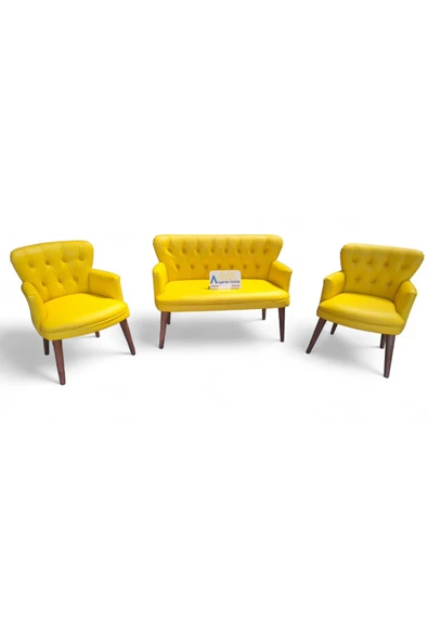 Aryans Home Mobilya Dekorasyon Ahşap Ayaklı Deri Ofis Koltuğu Ve Kanepeleri Deri Ofis Koltuğu Büro Mobilyası Bekleme Koltuğu - 4