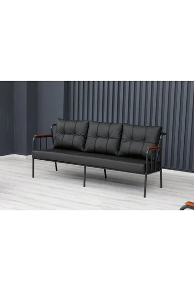 Aryans Home Mobilya Dekorasyon Ofis, Büro Deri Metal Koltukları - Deri Ofis Koltukları - (3 +3+1+1) - Resim 3