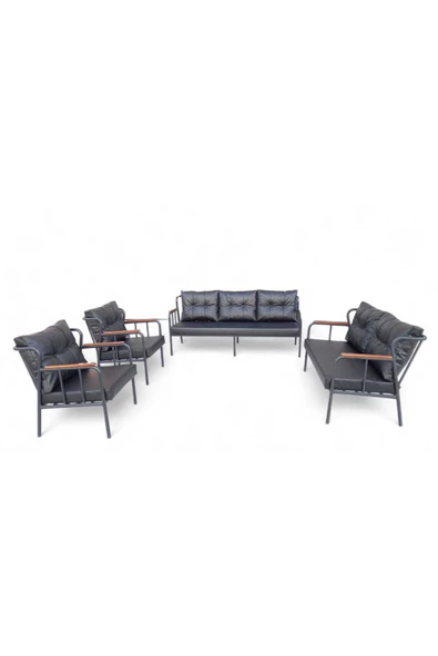 Aryans Home Mobilya Dekorasyon Ofis, Büro Deri Metal Koltukları - Deri Ofis Koltukları - (3 +3+1+1) ürün görseli 1