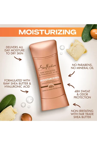 Shea Moisture Raw Shea Butter & Hyaluronic Acid Moisturizing Antiperspirant Stick Deodorant 74GR - 4