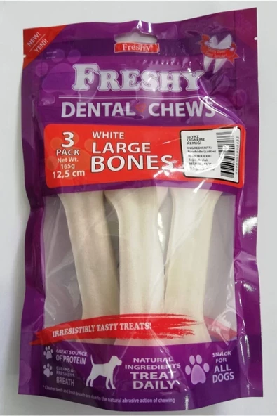 Freshy Beyaz Press Deri Köpek Çiğneme Kemiği. 55gr 3 Lü . 165gr