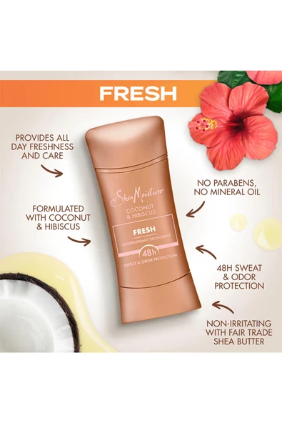 Shea Moisture Coconut & Hibiscus Fresh Antiperspirant Stick Deodorant 74GR - 4