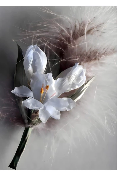 Harikabirev HARİKABİREV|MAVİ-BEYAZ ÇİÇEK KOMBİN |ÇERÇEVELİ CAM TABLO  2Lİ DİKEY - Resim 3