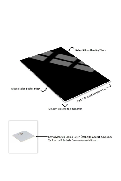 Harikabirev HARİKABİREV|KREM SİYAH RENK SOYUT ŞEKİL KOMBİNİ 01|ÇERÇEVELİ CAM TABLO  2Lİ DİKEY - Resim 4