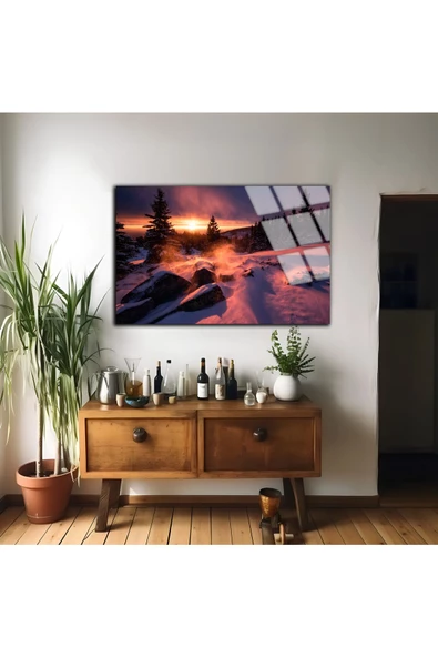 Harikabirev HARİKABİREV|KIRILMAZ CAM (TEMPERLİ) KIŞ DOĞA MANZARASI TABLOSU 10 |TMTEKLİ - Resim 2