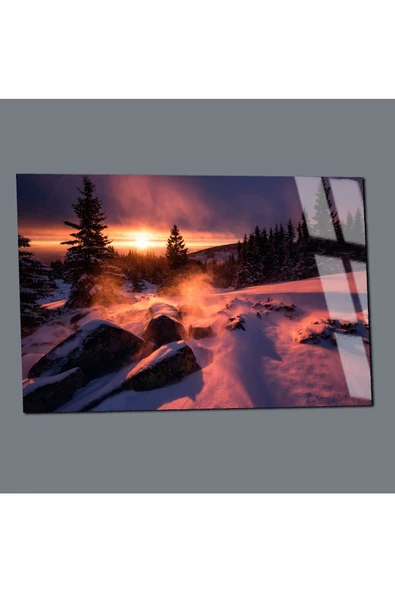 Harikabirev HARİKABİREV|KIRILMAZ CAM (TEMPERLİ) KIŞ DOĞA MANZARASI TABLOSU 10 |TMTEKLİ - Resim 3