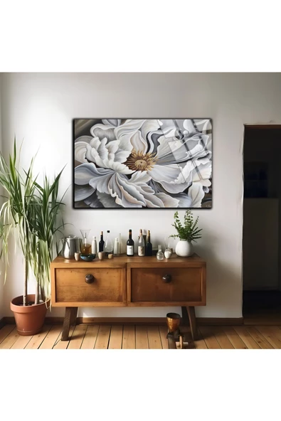 Harikabirev HARİKABİREV|KIRILMAZ CAM (TEMPERLİ)SARI-BEYAZ ÇİÇEK TABLOSU  |TMTEKLİ - Resim 2