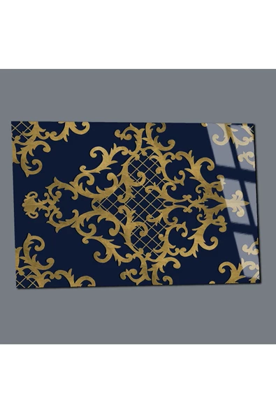 Harikabirev HARİKABİREV|KIRILMAZ CAM (TEMPERLİ) MAVİ-GOLD OSMANLI SANATI TABLOSU |TMTEKLİ - 3