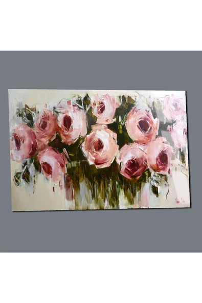 Harikabirev HARİKABİREV|KIRILMAZ CAM (TEMPERLİ) PEMBE-BEYAZ ÇİÇEK TABLOSU 01 |TMTEKLİ - Resim 3