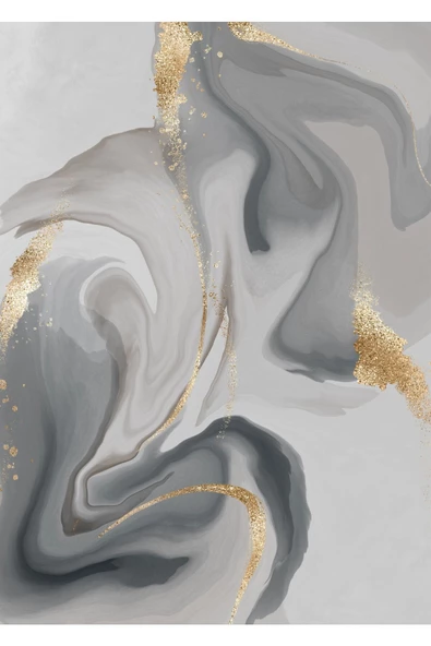 Harikabirev HARİKABİREV|GOLD-GRİ SOYUT KOMBİNİ 01 |ÇERÇEVELİ CAM TABLO  3LÜ DİKEY - Resim 2