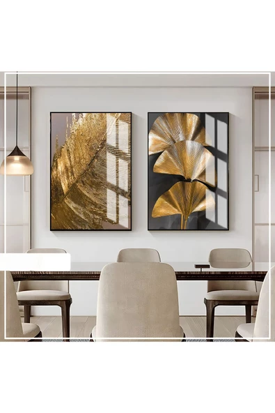 Harikabirev HARİKABİREV|ÖZEL SOFT ÇİÇEK YAPRAK KOMBİNİ 3 YENİ|ÇERÇEVELİ CAM TABLO  2Lİ DİKEY ürün görseli