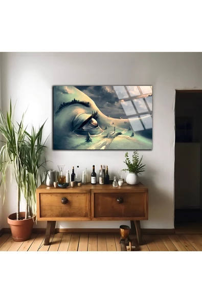 Harikabirev HARİKABİREV|KIRILMAZ CAM (TEMPERLİ) MAVİ TONLAR KADIN TABLOSU  |TMTEKLİ - Resim 2