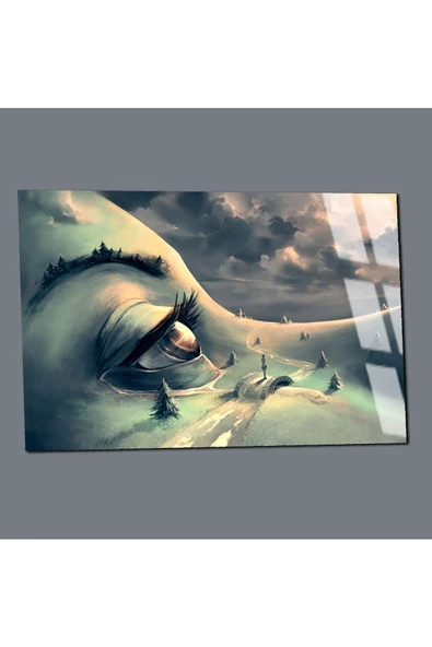 Harikabirev HARİKABİREV|KIRILMAZ CAM (TEMPERLİ) MAVİ TONLAR KADIN TABLOSU  |TMTEKLİ - Resim 3