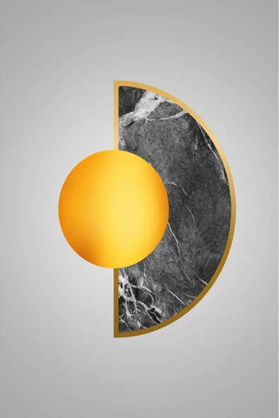 Harikabirev |gold-gri Mermer Desen Soyut Kombini|pleksi Çerçeveli Mdf Tablo 3dky - Resim 2