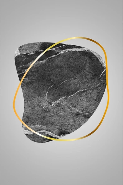 Harikabirev |gold-gri Mermer Desen Soyut Kombini|pleksi Çerçeveli Mdf Tablo 3dky - Resim 4