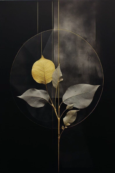 Harikabirev |siyah-yeşil-sarı Çiçek Kombini |pleksi Çerçeveli Mdf Tablo 3dky - Resim 3