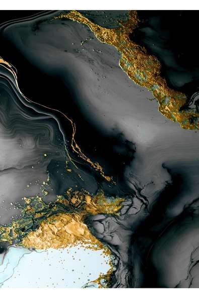 Harikabirev HARİKABİREV|GRİ-BEYAZ-GOLD SOYUT KOMBİNİ 01 |ÇERÇEVELİ CAM TABLO  3LÜ DİKEY - Resim 4