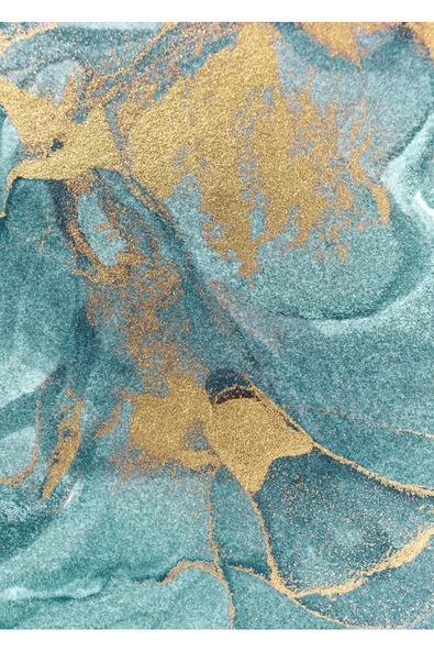 Harikabirev HARİKABİREV|BEYAZ-GOLD-TURKUAZ SOYUT KOMBİN |ÇERÇEVELİ CAM TABLO  3LÜ DİKEY ürün görseli